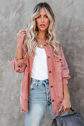 Carrara Cotton Blend Pocketed Shacket - Dry Rose