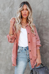 Carrara Cotton Blend Pocketed Shacket - Dry Rose
