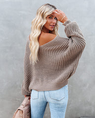 Carry On Knit V-Neck Sweater - Cocoa - FINAL SALE