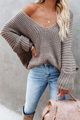 Carry On Knit V-Neck Sweater - Cocoa - FINAL SALE