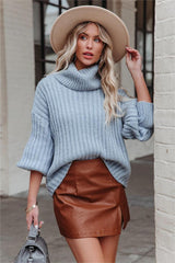 Chaya Ribbed Turtleneck Sweater - Slate Blue - FINAL SALE