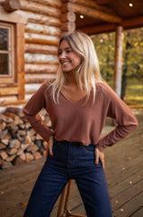 Chocolate V Neckline Thin Sweater