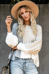 City View Colorblock Balloon Sleeve Sweater - FINAL SALE