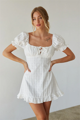 White Square Neck Mini Dress