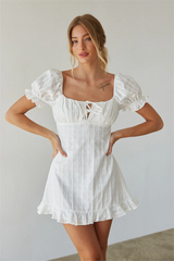 White Square Neck Mini Dress