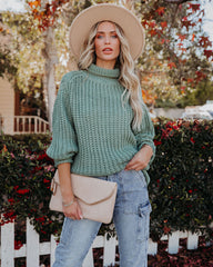 Connie Turtleneck Knit Sweater - Powder Green - FINAL SALE