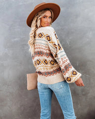 Vintage Geo Print Front Buttoned Cardigan