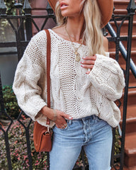 Cream And Sugar Cable Knit Sweater - Almond - FINAL SALE