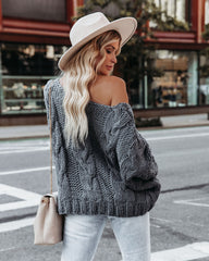 Cream And Sugar Cable Knit Sweater - Blue Grey - FINAL SALE