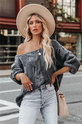 Cream And Sugar Cable Knit Sweater - Blue Grey - FINAL SALE