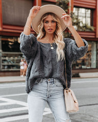 Cream And Sugar Cable Knit Sweater - Blue Grey - FINAL SALE