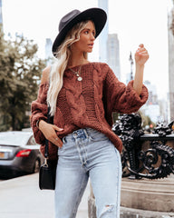 Cream And Sugar Cable Knit Sweater - Russet - FINAL SALE