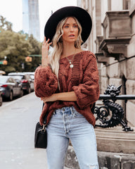 Cream And Sugar Cable Knit Sweater - Russet - FINAL SALE