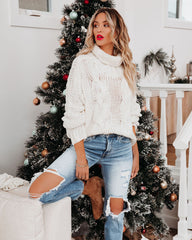 Cuddle Weather Cable Knit Handmade Turtleneck - Cream - FINAL SALE