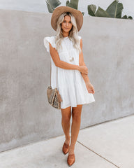 White East Coast Pocketed Tiered Babydoll Dress