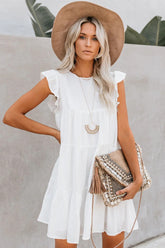 East Coast Pocketed Tiered Babydoll Dress - White