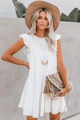 East Coast Pocketed Tiered Babydoll Dress - White