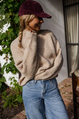 Beige Drop Shoulder Sweater