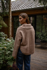 Heather Brown Collared Knit Sweater