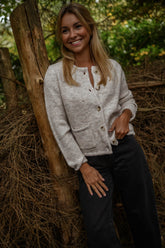 Heather Beige Buttoned Cardigan Jacket