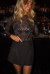 Black Shimmer Beaded Bodysuit