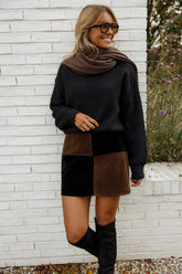 Black and Brown Pencil Mini Skirt