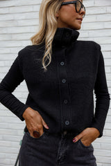 Black Button Down Knit Sleeveless Cardigan