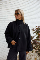 Black Batwing Woolen Coat