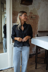 White Lace Paneled Shirt