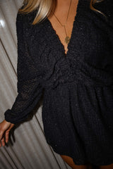 Black V Neck Rompers