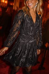 Black Semi-Sheer Long Sleeves Mini Dress