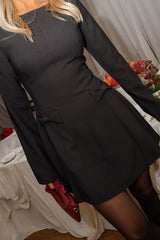Black Long Sleeves Mini Dress