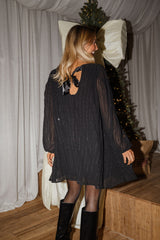 Black Sequin Babydoll Dress