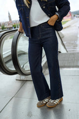 Blue Side Wavy Line Denim Jeans