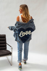 Love Letters Patched Blue Denim Jacket