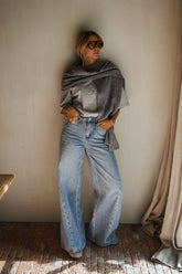 Light Blue Denim Wide-Leg Jeans