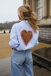 Blue Striped Sweetheart Cutout Shirt