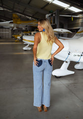 Blue Heart-Shaped Pockets Denim Jeans