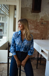 Blue Floral Button Down Shirt