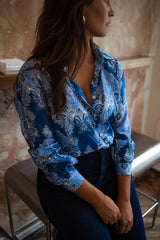 Blue Floral Button Down Shirt