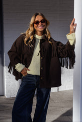 Brown Fringed Detail Jacket