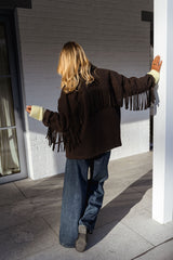 Brown Fringed Detail Jacket