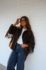 Brown Fringed Detail Jacket