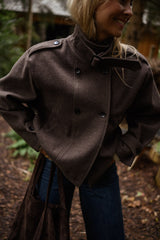 Brown Double-Breasted Woolen Coat