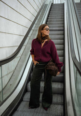 Burgundy Button Down Knit Cardigan