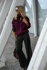Burgundy Button Down Knit Cardigan