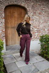 Burgundy Wide-Leg Pants