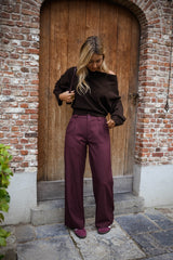 Burgundy Wide-Leg Pants