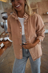 Camel Denim Button Down Overshirt