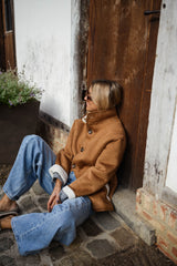 Camel Shearling Long Coat